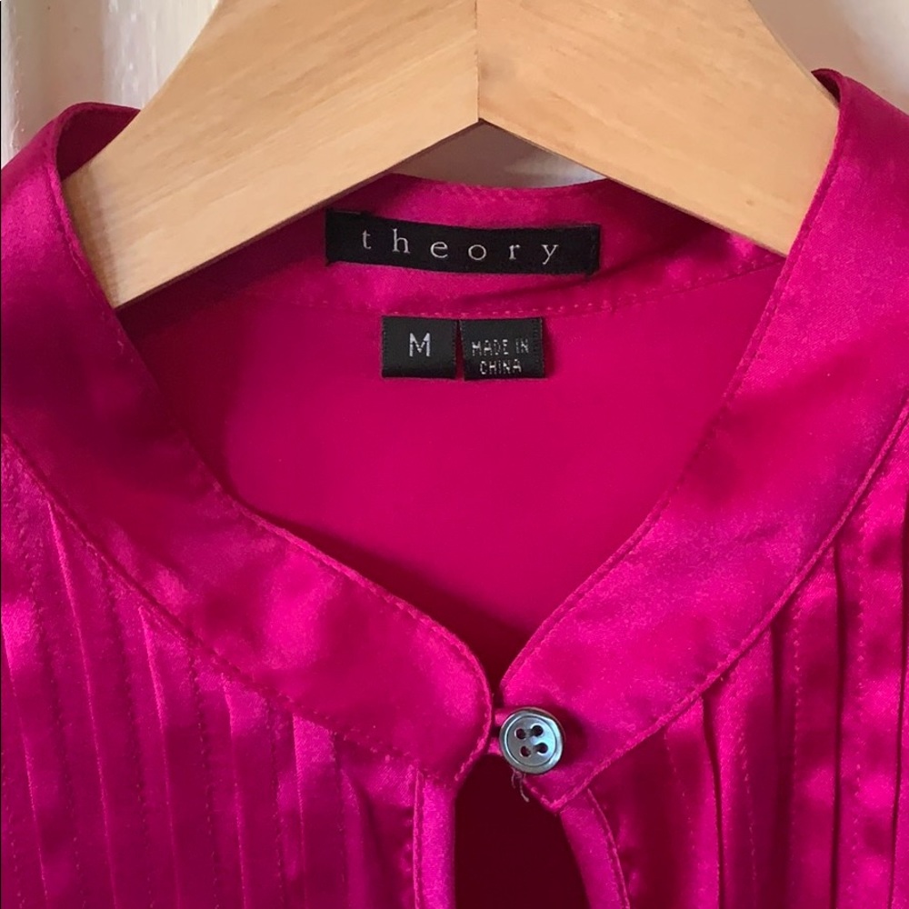 Theory Pink Satin Blouse